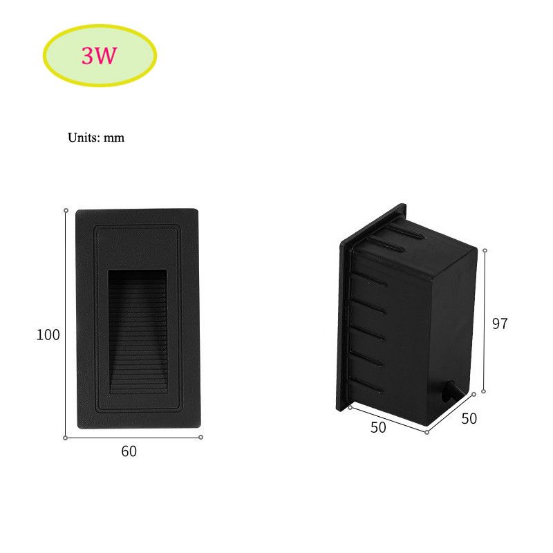 60x100mm - أسود AC100-240V أبيض دافئ