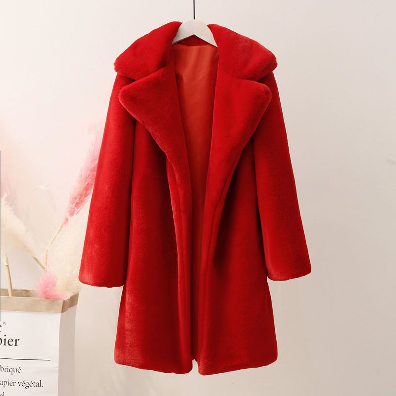 red rabbit fur coat