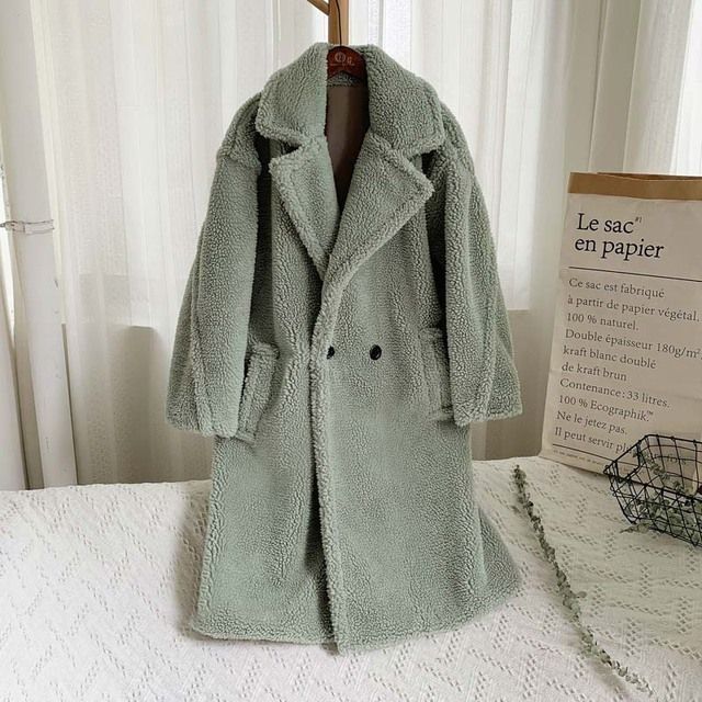 manteau en peluche vert