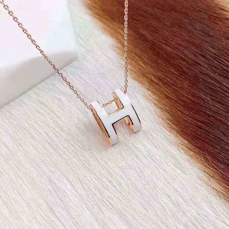 White H Necklace-Rose Gold