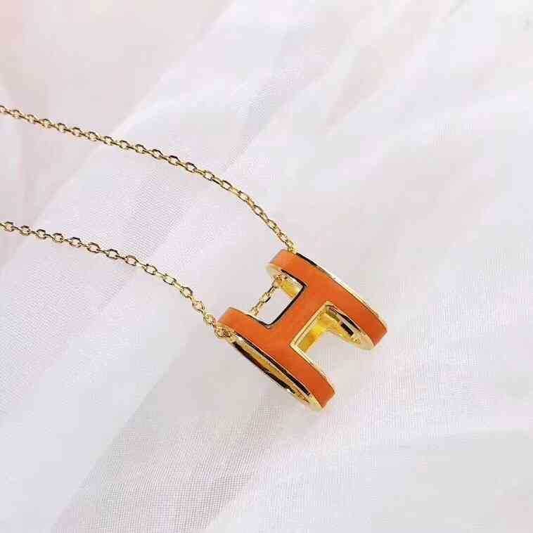 Orange H Necklace-Rose Gold