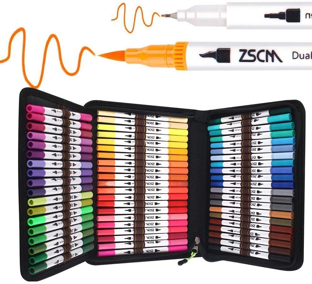 ZSCM 12to160 Color Brush Painting Sketch Writing Calligraphy Fine Tip Pen  Set Package Lettering Marker Pen Sketch Marker Pen