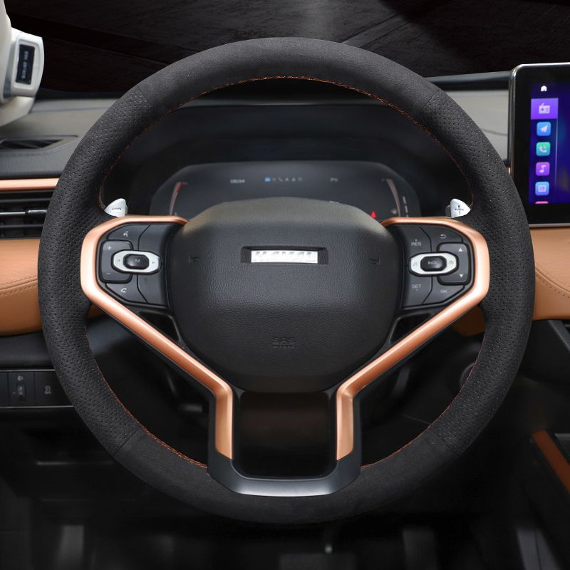 Steering Wheel Covers For Haval First Love H6 3th 2022 Black Suede Hand