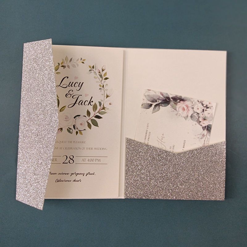 Silver Glitter-Cover And Envelope