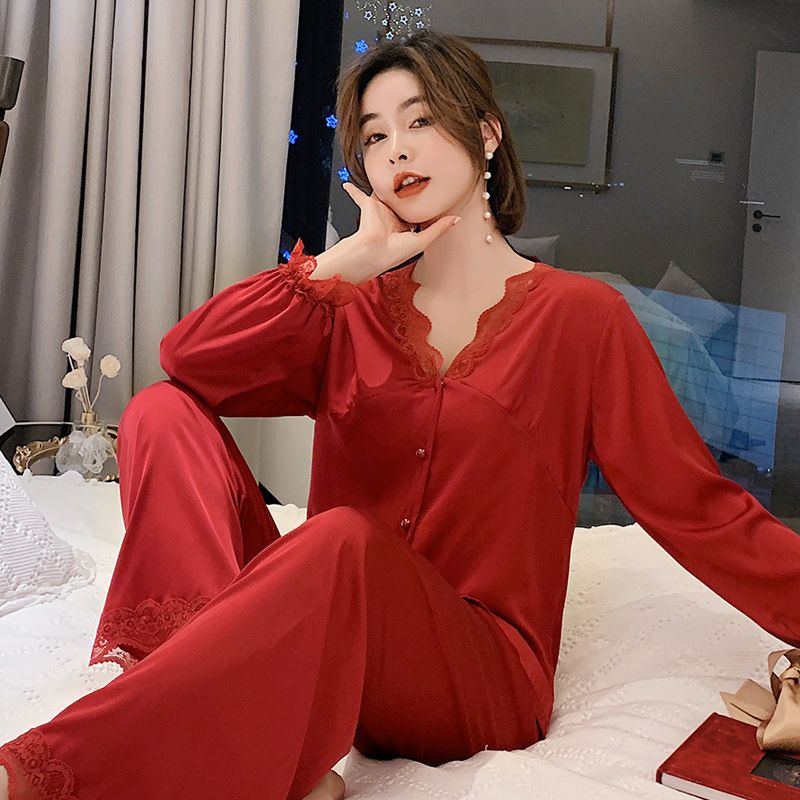 Burgundy V-Neck PJS