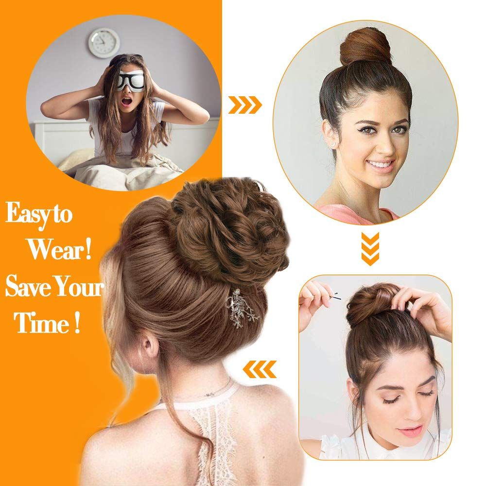 Pedaço de cabelo bagunçado, extensões de coque de cabelo preto despenteado  updo ondulado e cacheado para