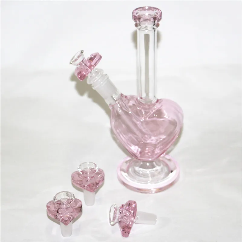 Cor cor-de-rosa + tigela de vidro forma coração