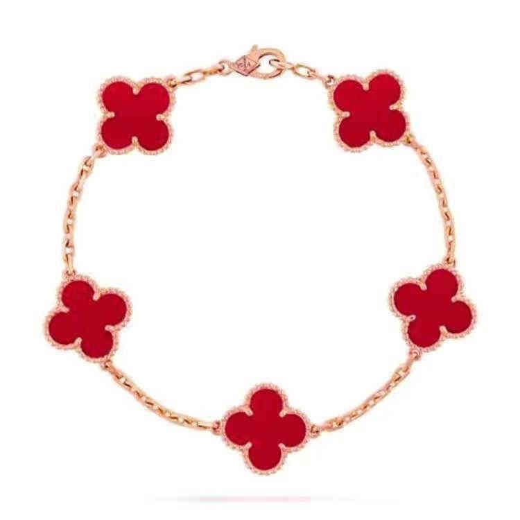 Rose Gold Red Chalcedony Five Flower B