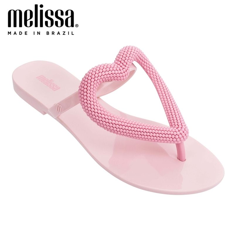 Melissa Big Heart Women Jelly Shoes Flip Flop Женщины плоские тапочки желе  с сандалиями мелисса бразильская