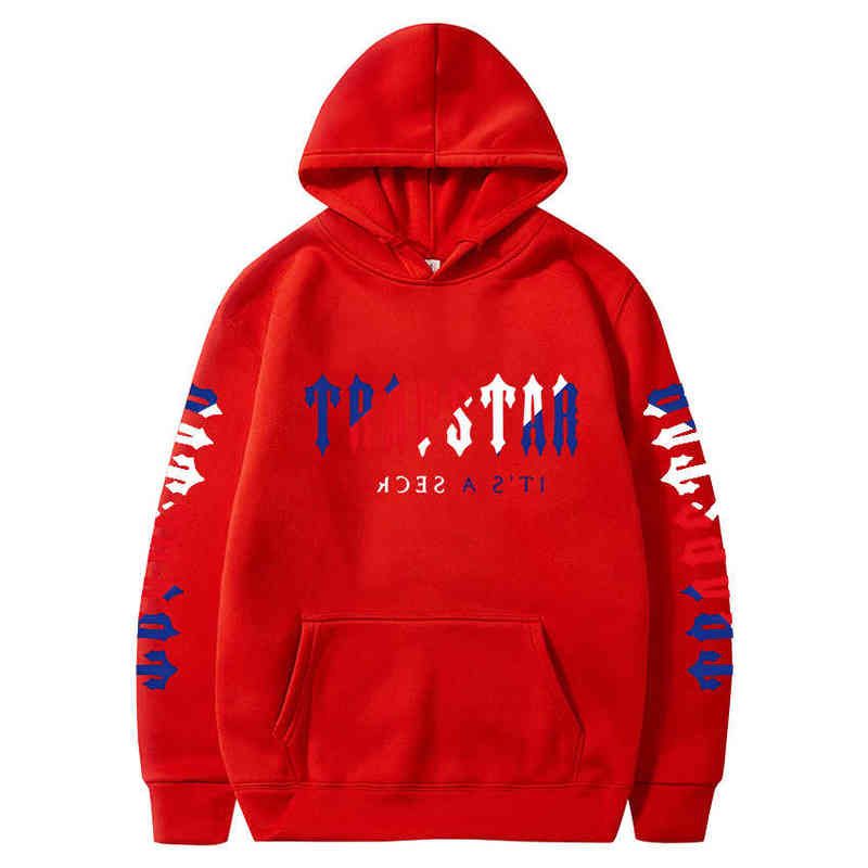 Trapstar Its A Secret Men Hoodie Blue Red White Print Casual Streetwear