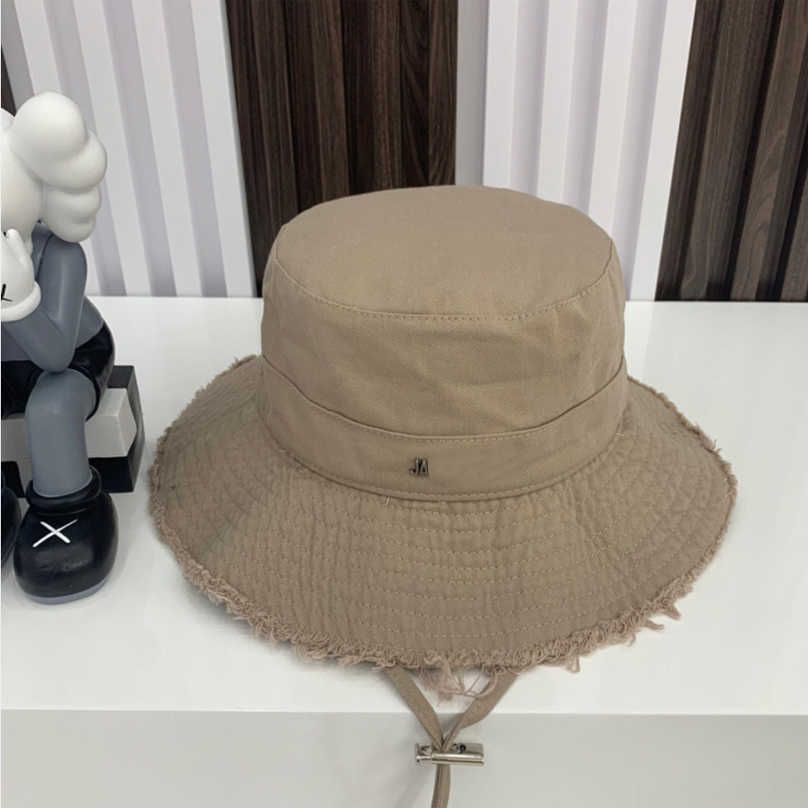 22SS Womens Wide Brimmed Fisherman Frayed Bucket Hat With Hairline