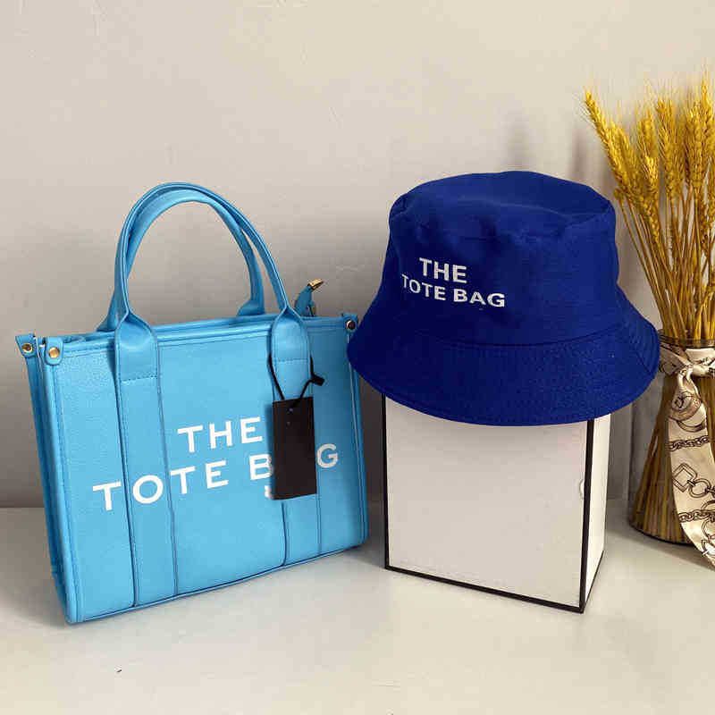 blue suit: bag + hat