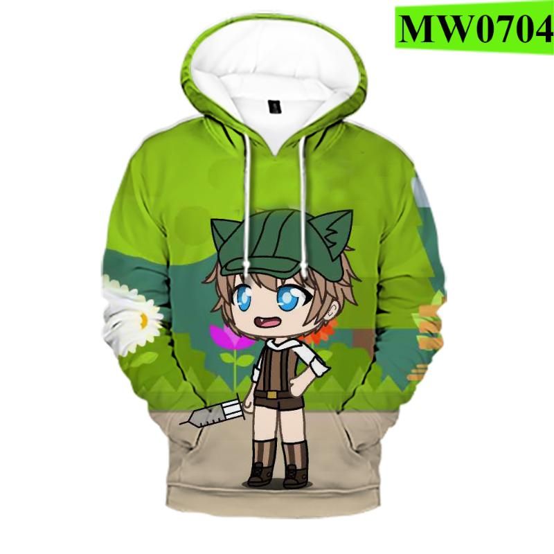 Men's Gacha Life 3D Imprimir Anime Hoodie, Moda Jumper, camisola