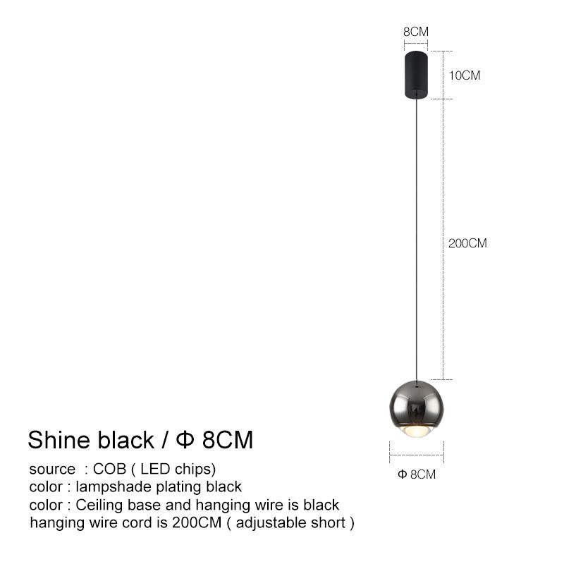 shine black 8CM hanging wire 200CM warm