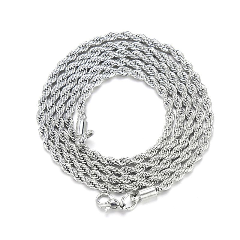 Silver 24inch*3mm rope chain