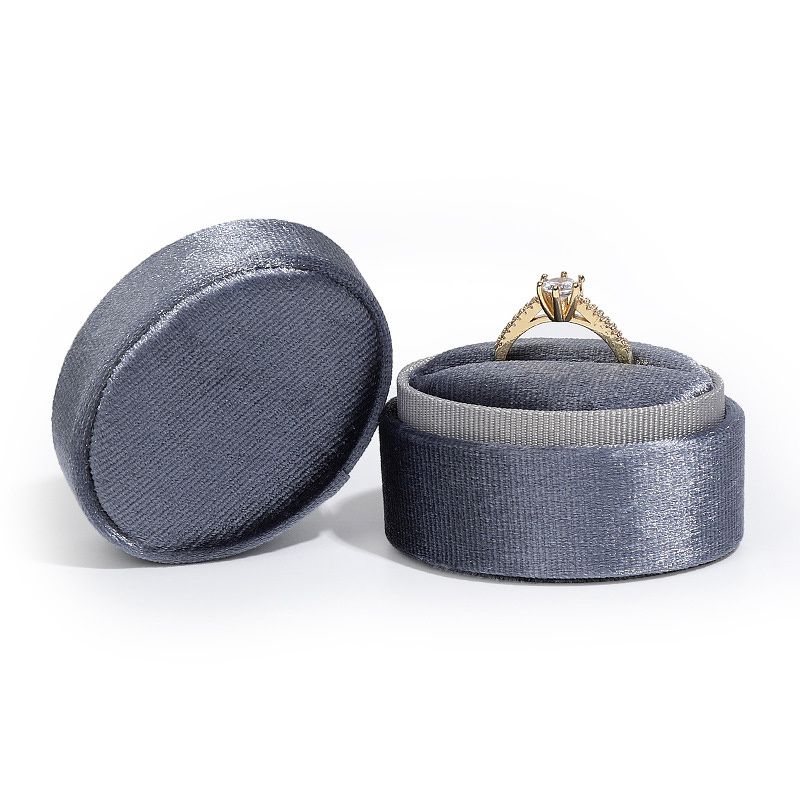 Caja de anillo único azul gris