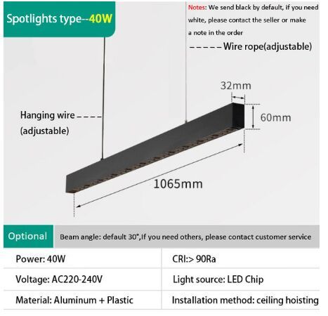 black L100cm spotlight 40w
