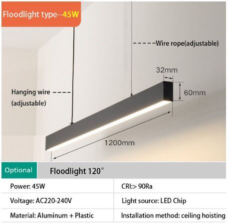 Black L120cm Fooldlight 45W