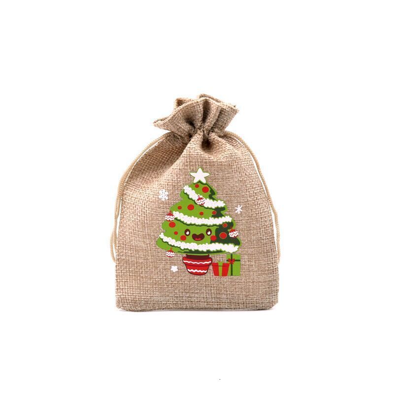 Kerstboom-xmas linnen geschenk tas-10x