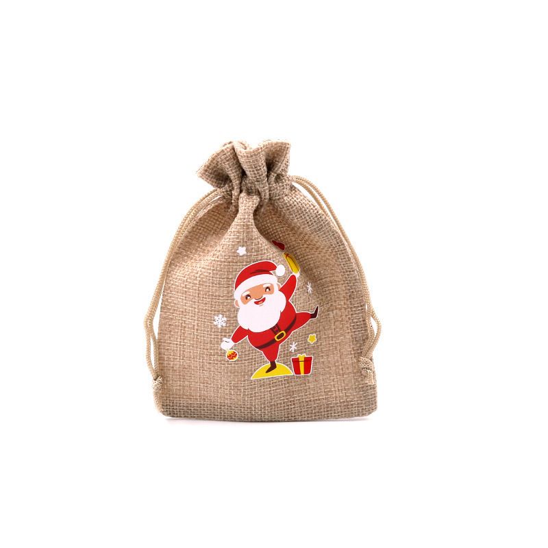 Santa Claus-Xmas Linnen Gift Bag-10x14cm