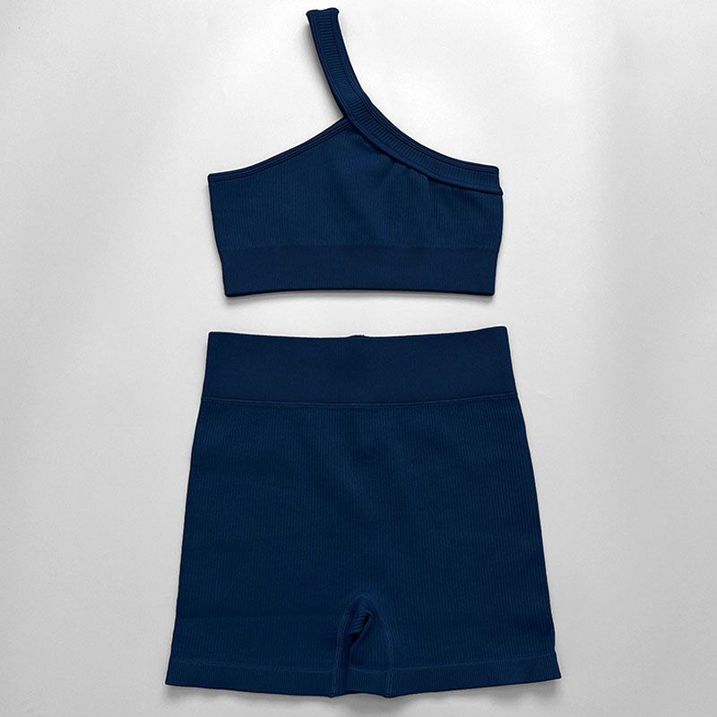 C22 (One Shoulder-Bra Shorts Navy)