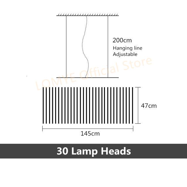 30 Heads 145x47cm-White Lamp Body-Dimm