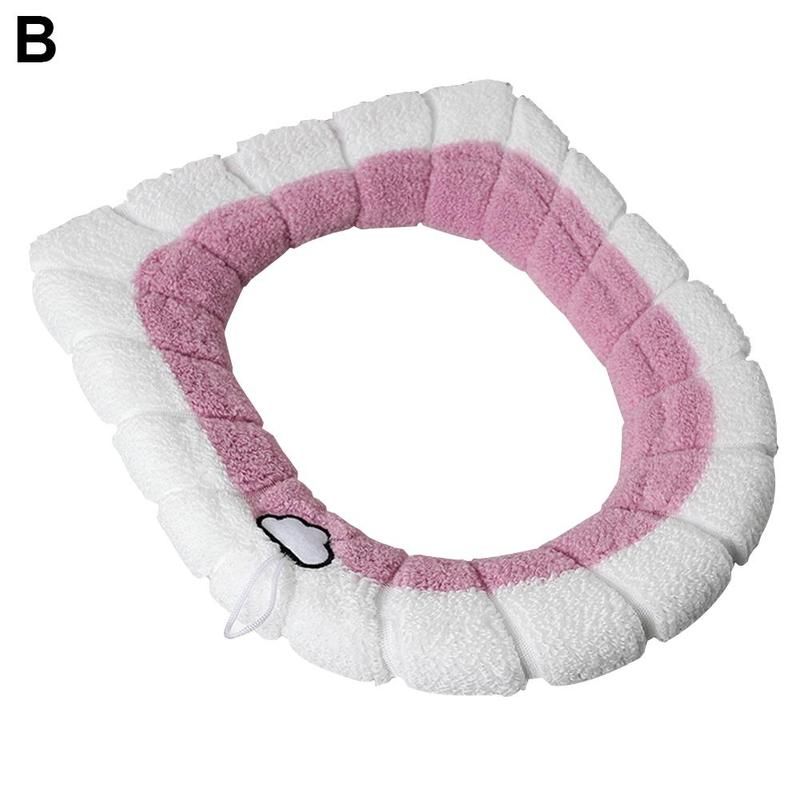 1pc Portable Dual Color Toilet Seat Cushion With Handle, Thickened And Plus  Velvet Toilet Seat Cover, Winter