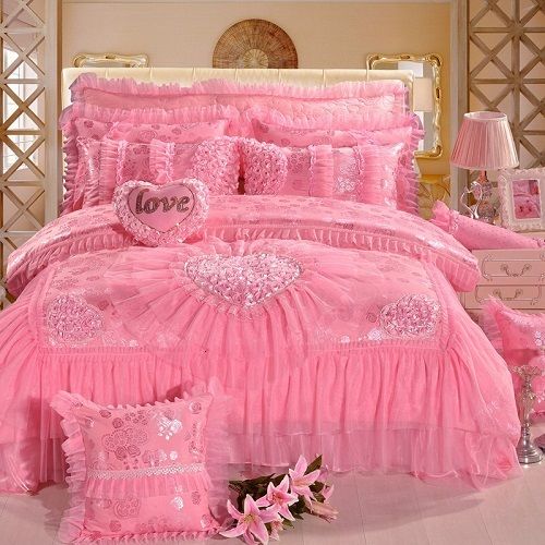 pink wedding bedding