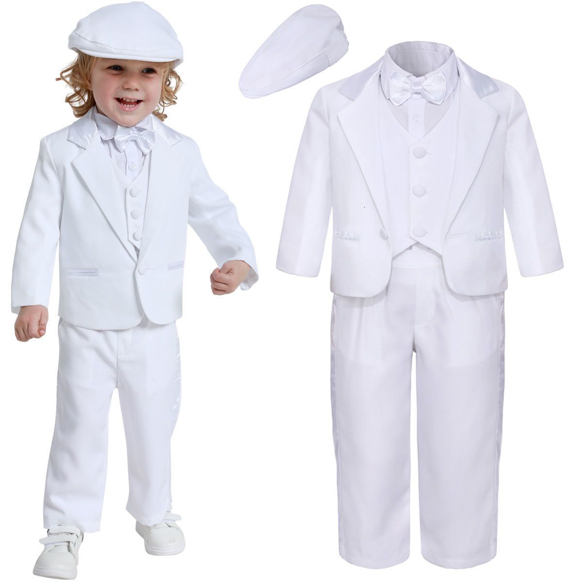 white suit with hat