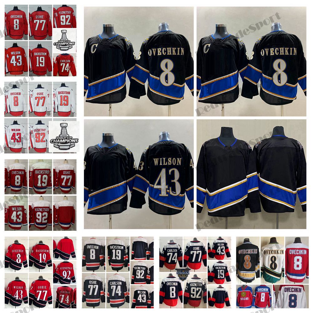 2022 Reverse Retro 8 Alex Ovechkin Hockey Jerseys 77 TJ Oshie 92 Evgeny Kuznetsov Nicklas 