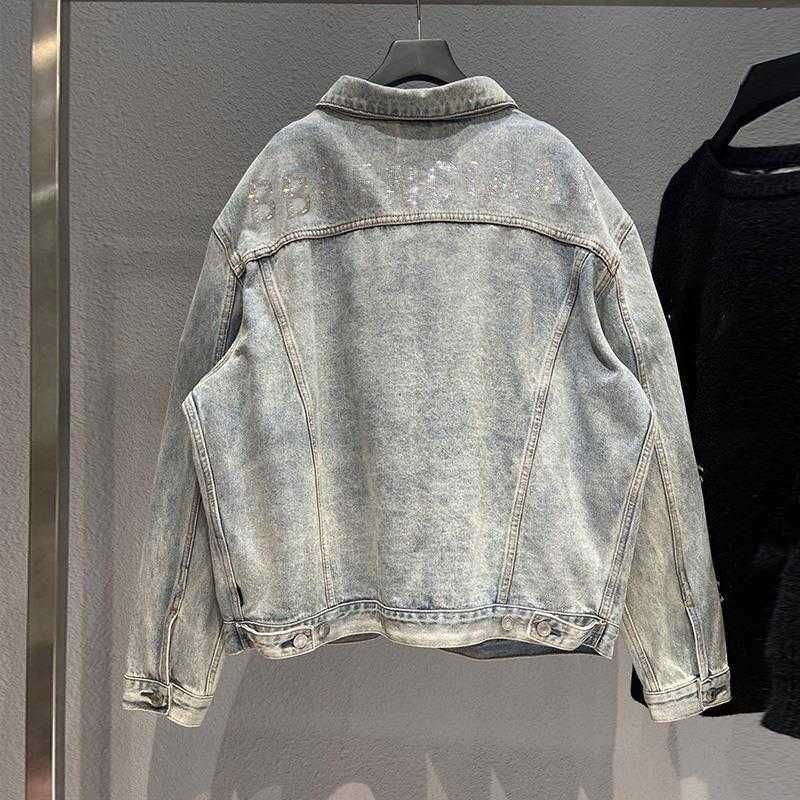 Tillbaka heta diamant denim blå