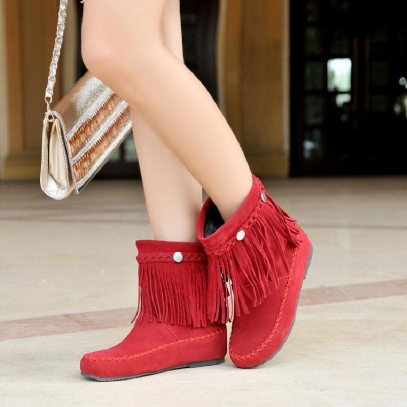 Boho fringe shop ankle booties