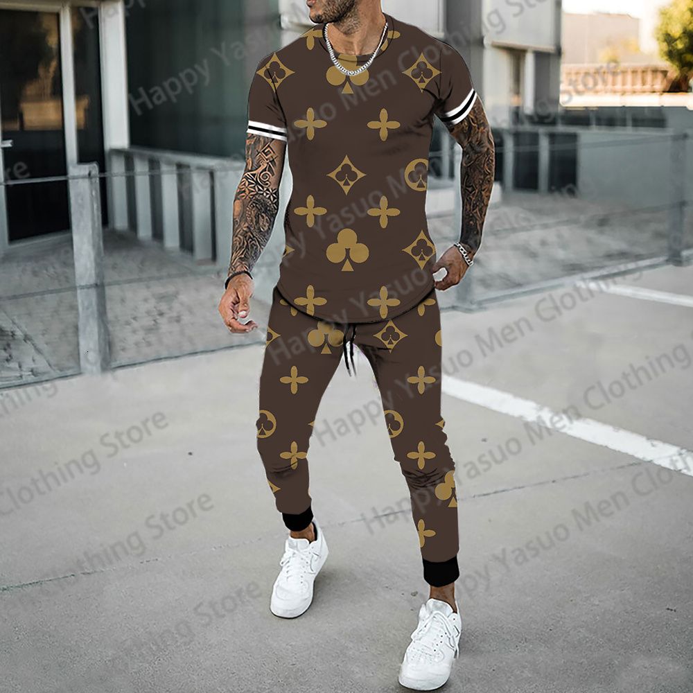 Mens Tracksuits Sets Outfit Suit Trend Oversized Cloth 2023 Summer Men  Tracksuit Brand 3D Printed Short Sleeve T Shirt And Long Pants 221207 From  Xuan04, $14.75