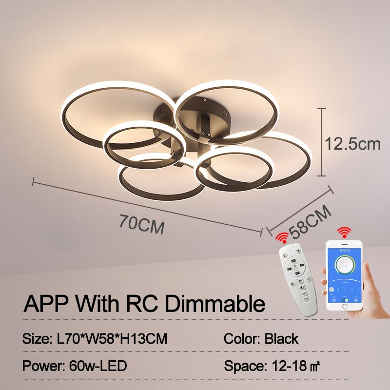 Preto 6 anéis China Dimmable RC com app