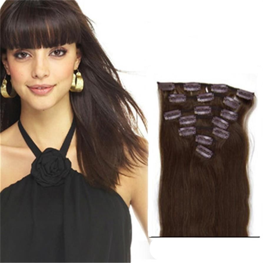 Double Weft Clip In Human Hair Extensions #4 Hair Human Hair Clip On Extensions 325c Double Weft Clip In Human Hair Extensions #4 Hair Human Hair Clip On Extensions 325c