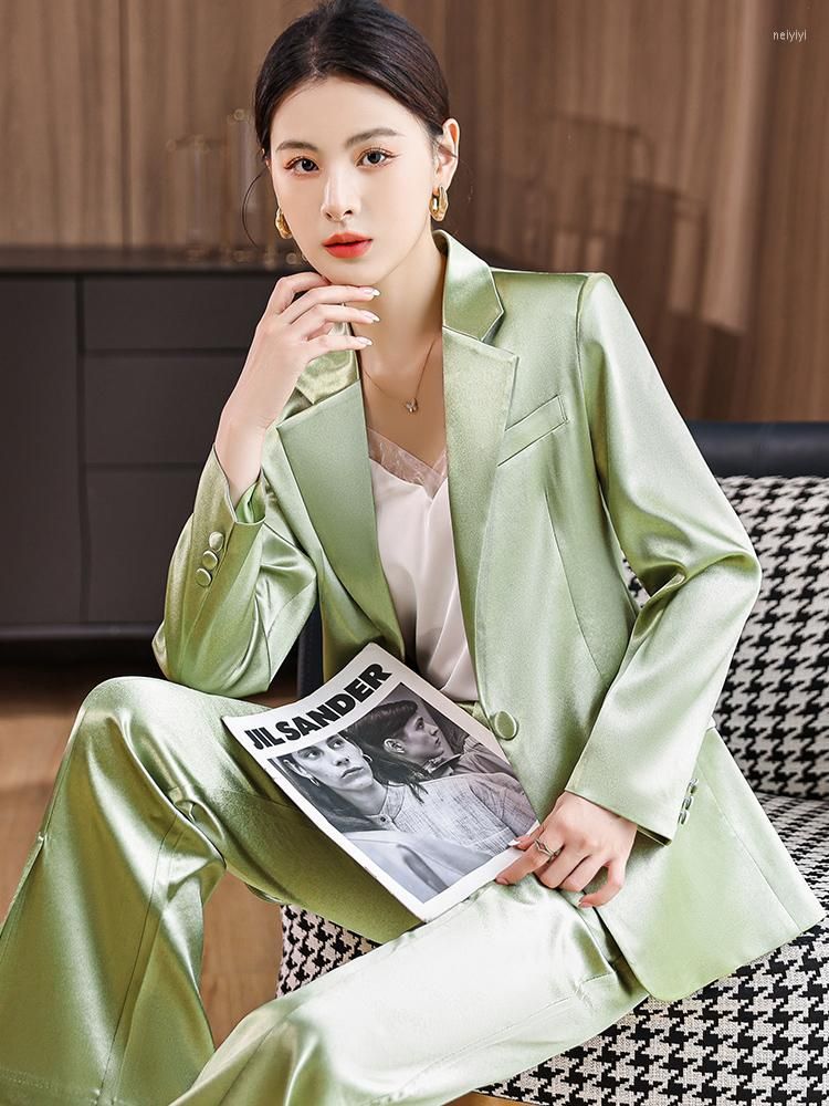 Green blazer pants