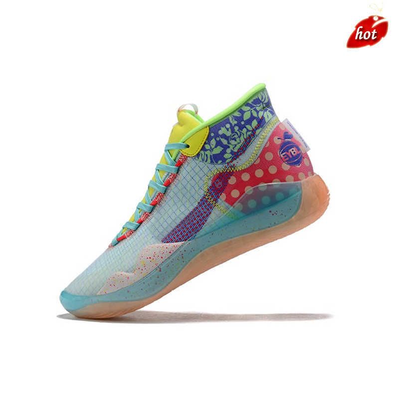 Mens kd 12 basketball shoes kd12 Peach Jam Aunt Pearl Pink blue gaze EYBL  White Red TB Black kevin durant 12s xii sneakers tennis with box