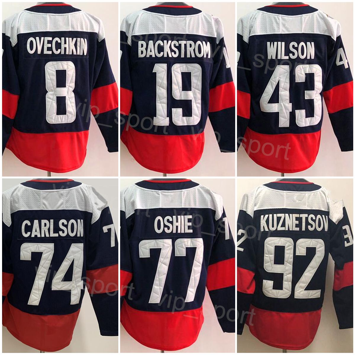 Stadium Series 2023 Hockey 8 Alex Ovechkin Ice Hockey Jersey Alexander 19  Nicklas Backstrom 43 Tom Wilson TJ Oshie 74 John Carlson 92 Evgeny  Kuznetsov Reverse Retro Red Blue Men From Top_sport_mall, $19.07