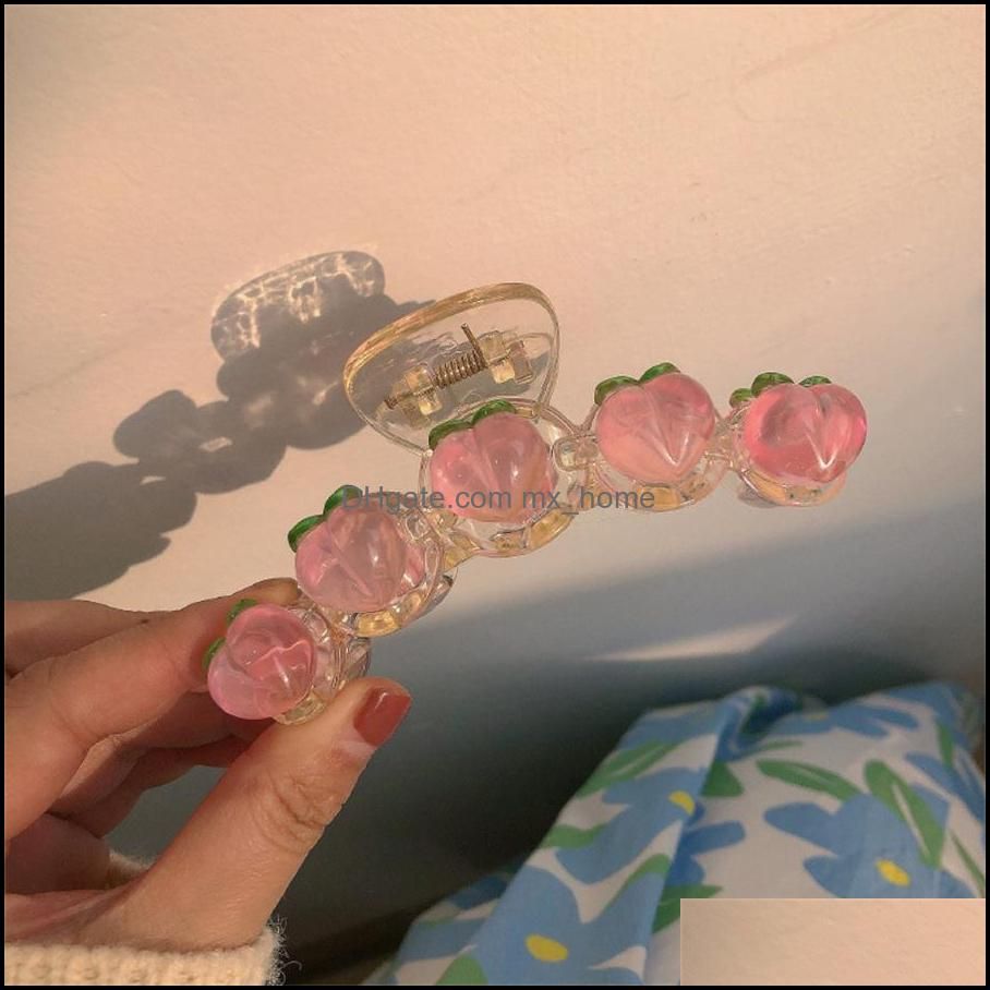 Transparent Peach Large Grab Clip