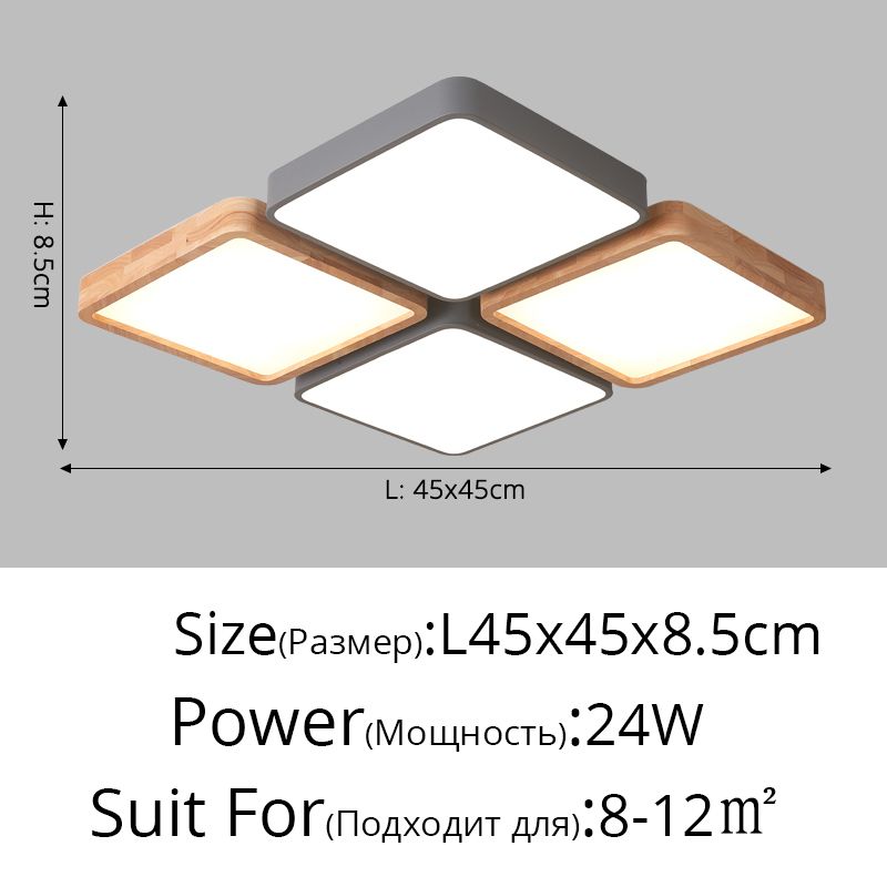 灰色のL45x45cm 24Wウォームホイットリモートなし