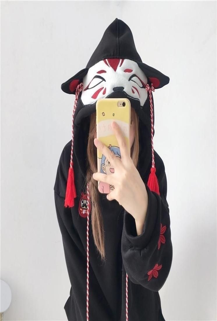 casual girl cute cat hoodies animal hoodies with ears and tail japanese  embroidery hoodie oversized hoodie cute sweatshirt girls Y1420788