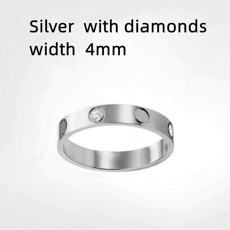 4mm Silver with diamonds