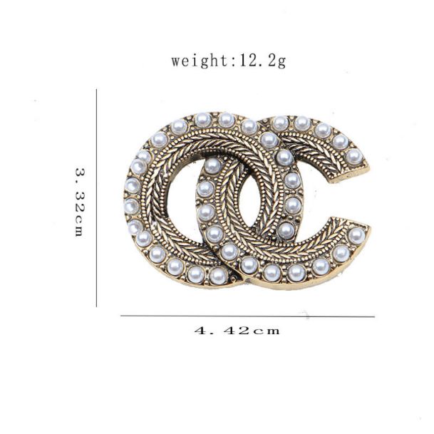 Luxury Brand Designer Double Letters Pins Brooches Women Gold
