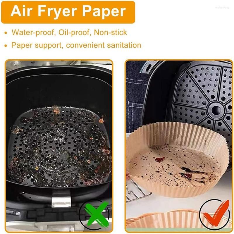 50pcs Air Fryer Disposable Paper Liner, 7.9inch Non-Stick Air Fryer Liners,  Parchment Paper for Air Fryer Oil-proof, Food Grade Air Fryer Paper Liners  for Baking Roasting Microwave 