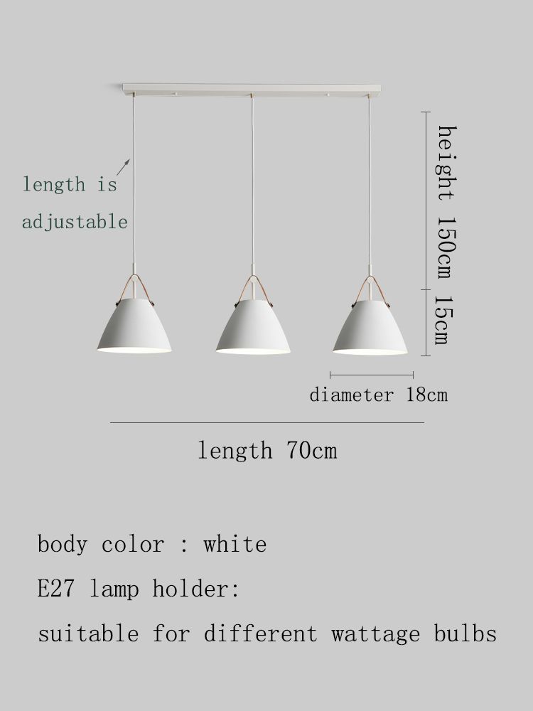 Weiß 3 Lampen 70 cm