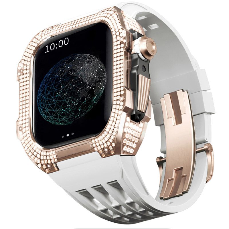 Rose Gold Case+Weiße Band