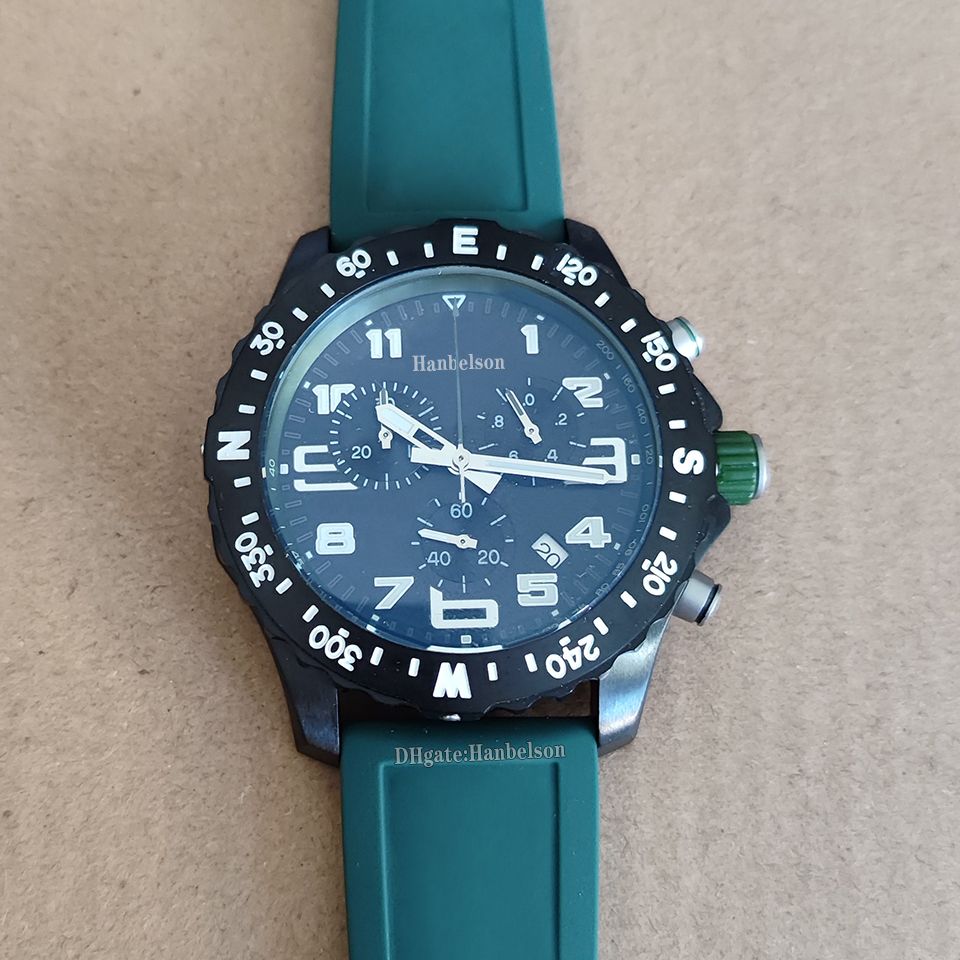 Black case green strap