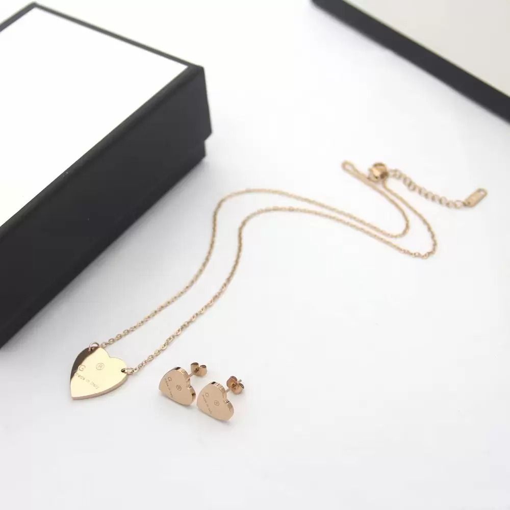 rose gold love heart jewelry sets