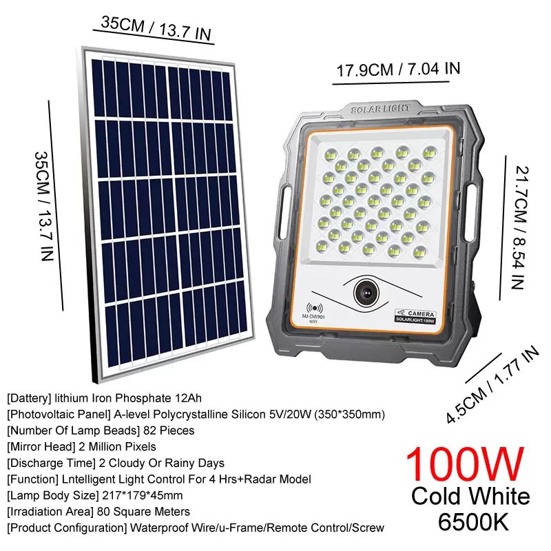 100W 82LEDS 6500K 1080P Video Detection