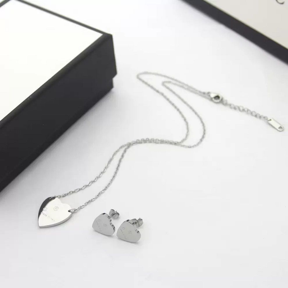silver earrings+necklace set